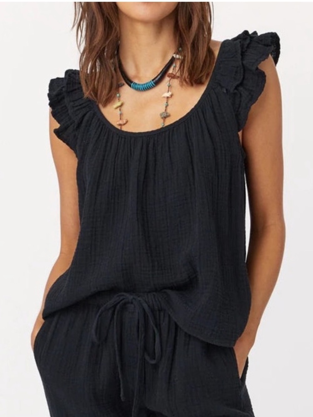 Xirena kara Gauze top small black cotton